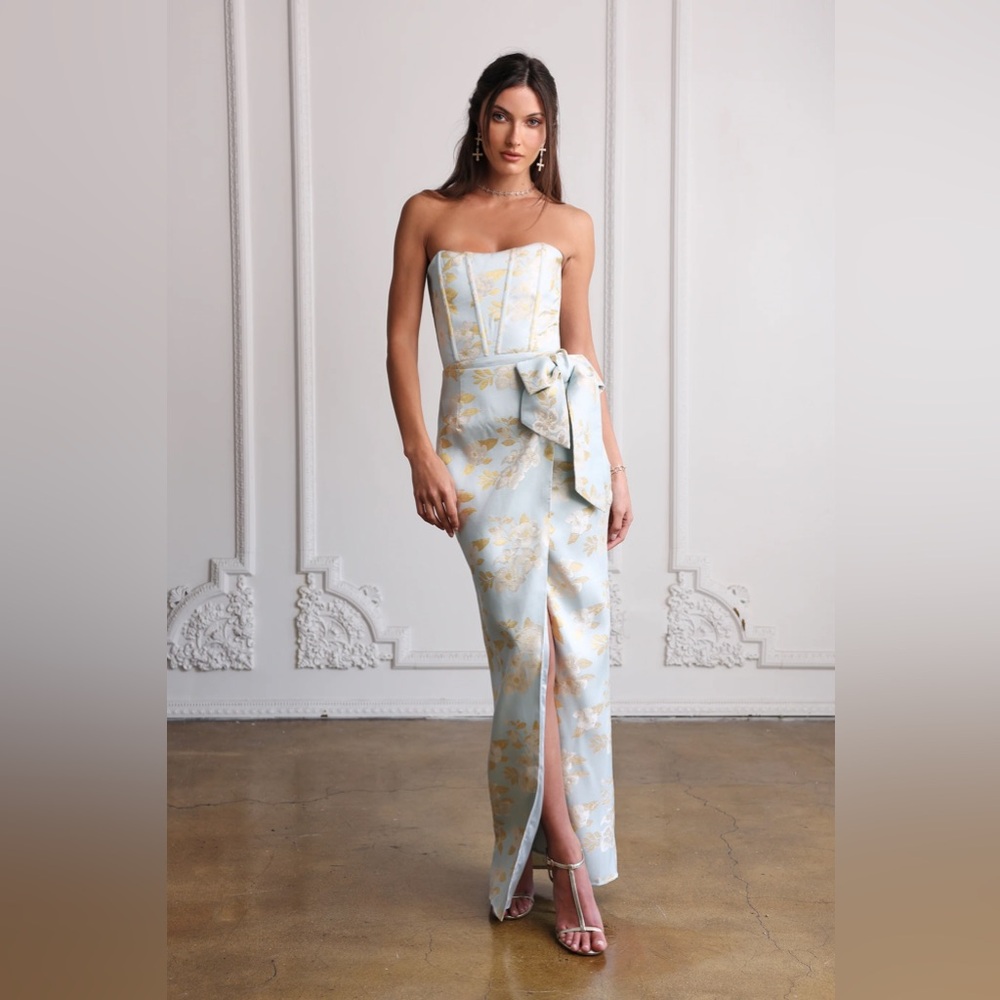 V. Chapman - The June Dress in Ballad Blue Baroque Floral PRE-HEMMED